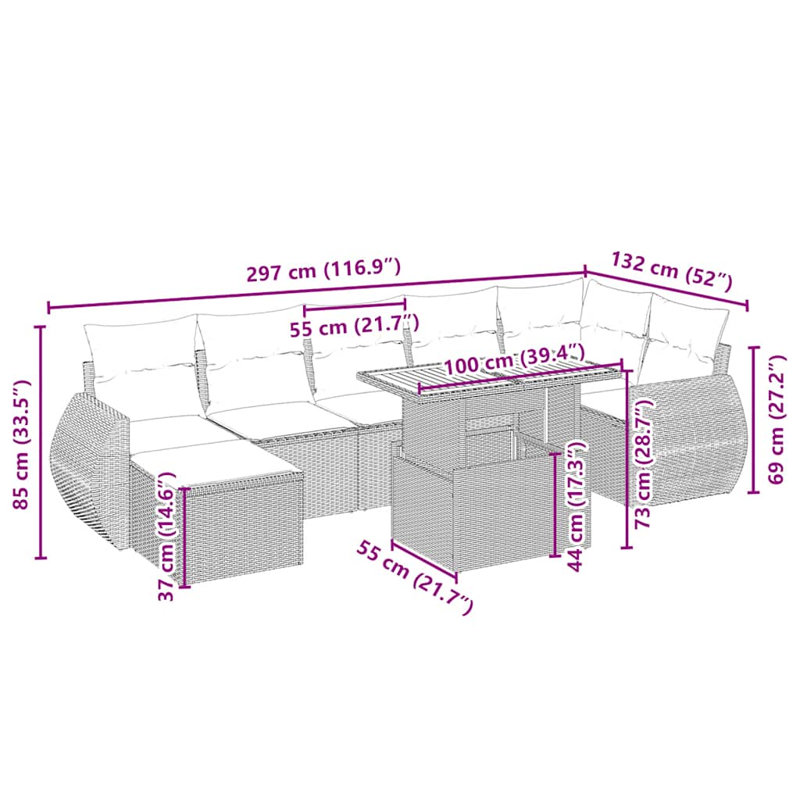Ensemble de canapé de jardin Vidaxl beige
