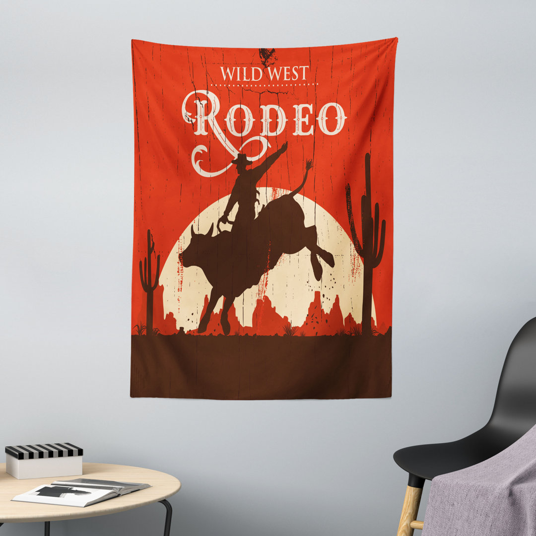 Wandbild Rodeo-Cowboy reitet Stier