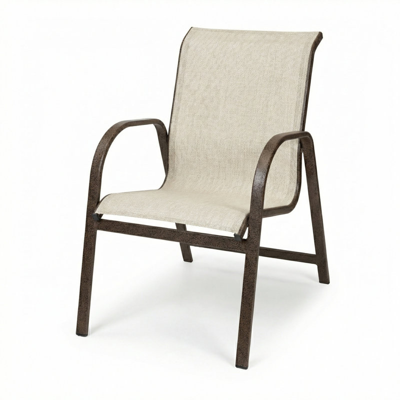 Windward Outdoor Ocean Breeze Arm Chair, Augustine Oyster II Sling/Bronze Age