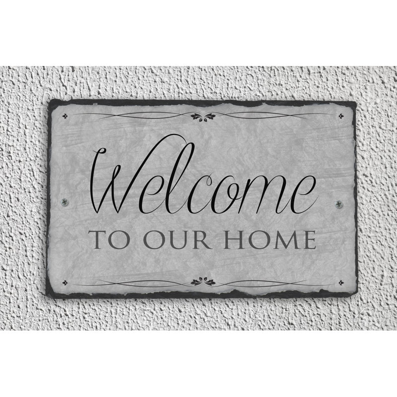 Décoration murale Irasburg Welcome To Our Home, Montage à 2 trous, H 10 po x l 16 po