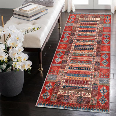 Traditional Area Rug Modern Non Slip Mat Large Entryway Rugs Washable Carpet Pad for Bedroom 1316