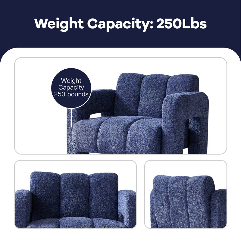 Chaise d'appoint pratique et large rembourrée, Polyester bleu marine