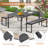 Outdoor Patio Dining Set with Rectangular Dining Table and Faux Wood Benches-656958067