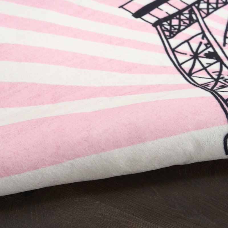 Arranjeet Machine Washable Pink Indoor Rug, Rectangle 4' x 6'