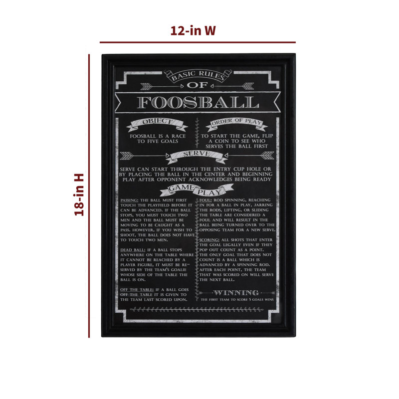Black Framed Foosball Game Rules Wall Art
