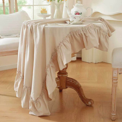 Washed Cotton Ruffled Square Tablecloth