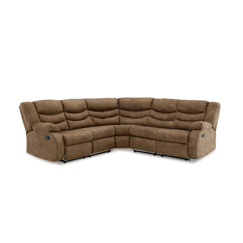 Pio Faux Leather Reclining L-Shaped Sectional Symmetrical, Brindle Faux Leather