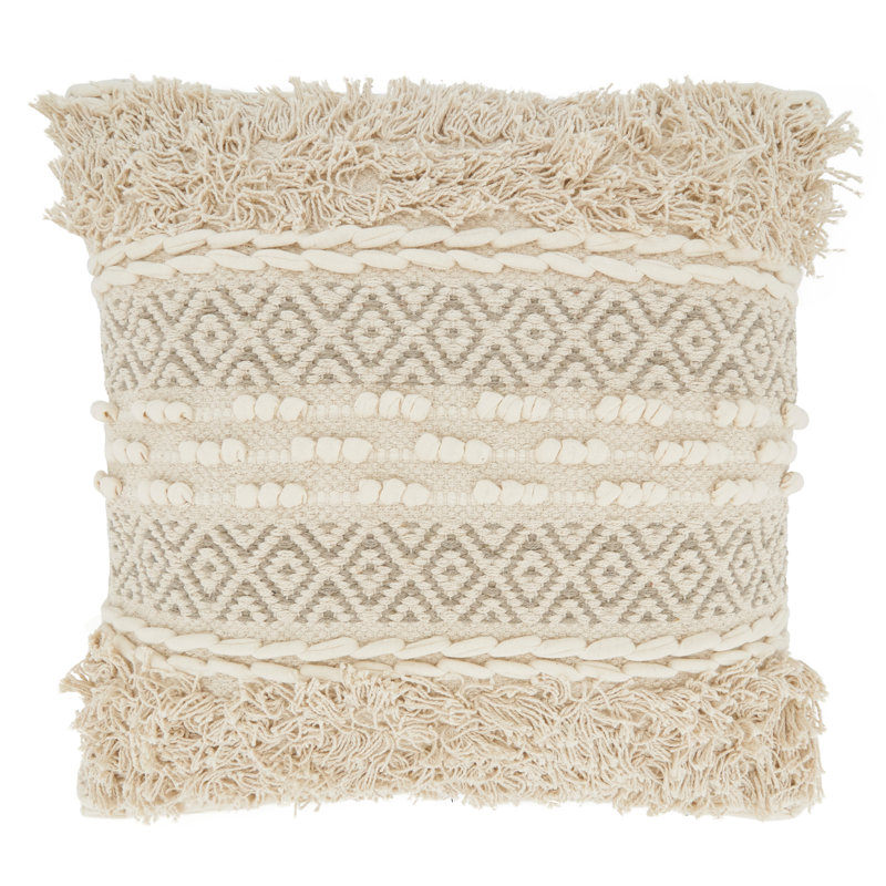 Kema Collection Fringed Cotton Pillow Cover, Pillow Cover Only - No Insert