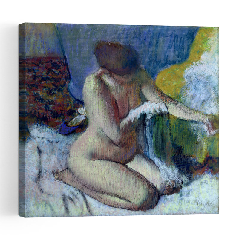 After The Bath, 1895 Impressionist Abstract Contemporary Wall Art Print by Edgar Degas - 1 Piece Wrapped Canvas Wall Art