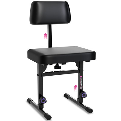 Liquid Stands Piano Bench Adjustable Stool – Music Keyboard Bench With Backrest Seat For Piano Keyboard Stand With Black Padded Cushion For Musicians