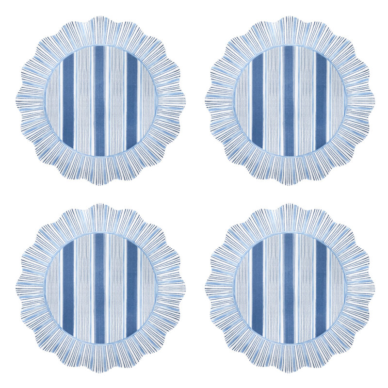 Cabana Stripe Melamine Dessert/Salad Plates, Ocean