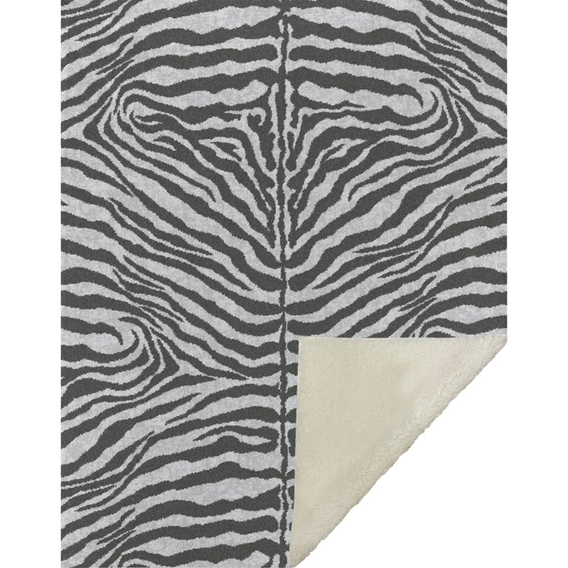 Jeté en sherpa Addison, Imprimé animal gris