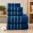 Lavish Home Bathroom Towels Set, Bathroom Accessories, Navy, Set of 6-19700433-111184079
