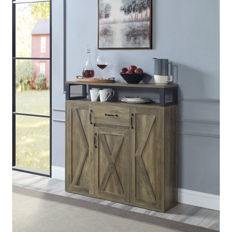 Abiram Rustic Oak Finish Server