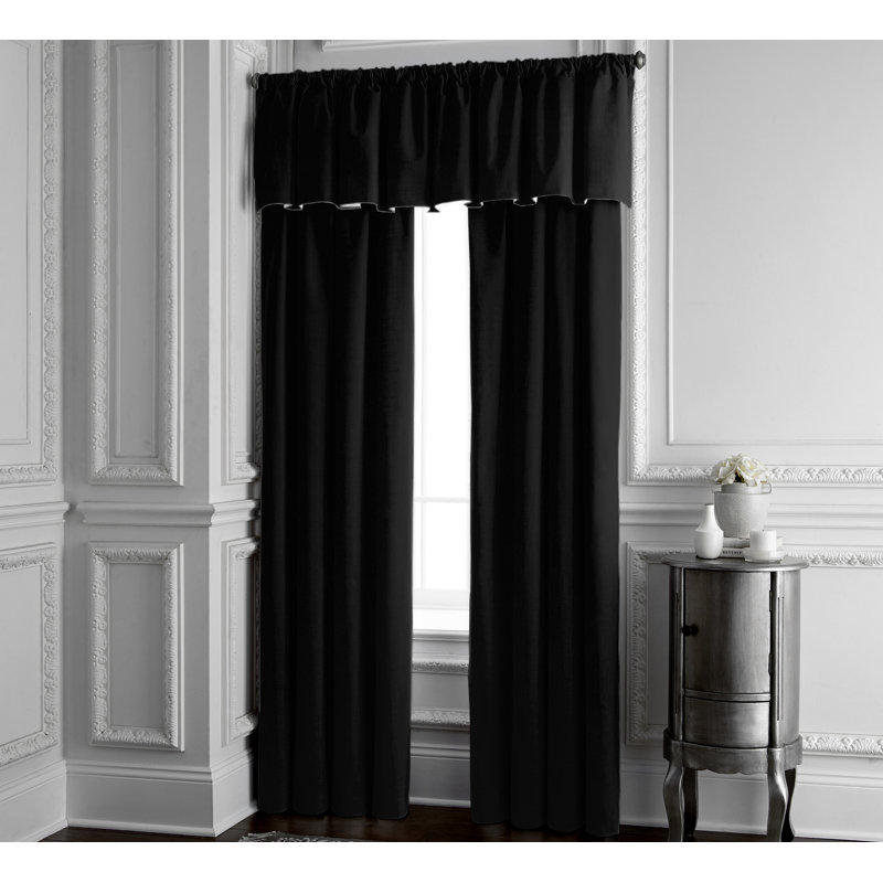 Alia Velvet Solid Color Room Darkening Rod Pocket Single Curtain Panel, 50" W x 108" L, Black