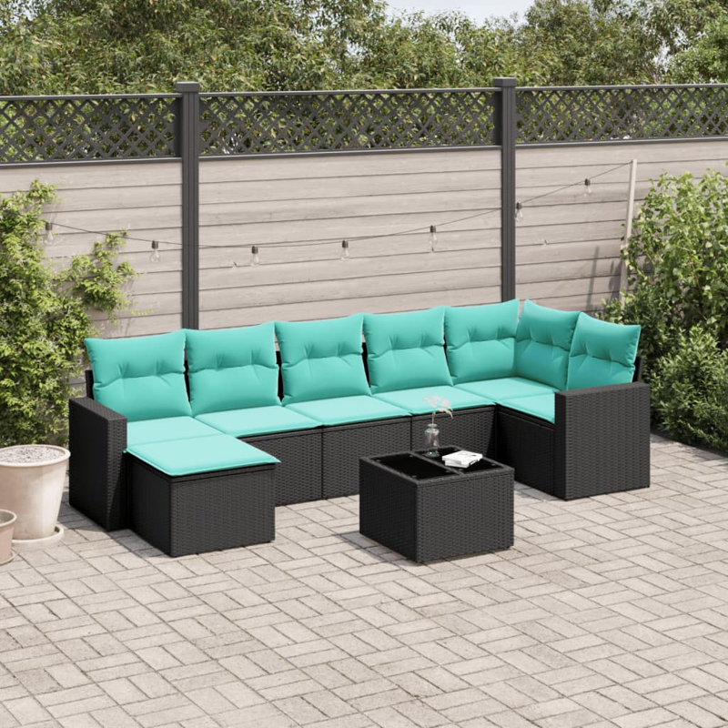 Ensemble de canapé de patio 8 pièces avec coussins pour l'extérieur, Sarcelle