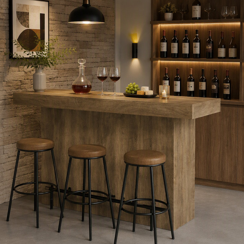 63" Bar Table, 2-Tier Bar Unit Counter Height Pub Table