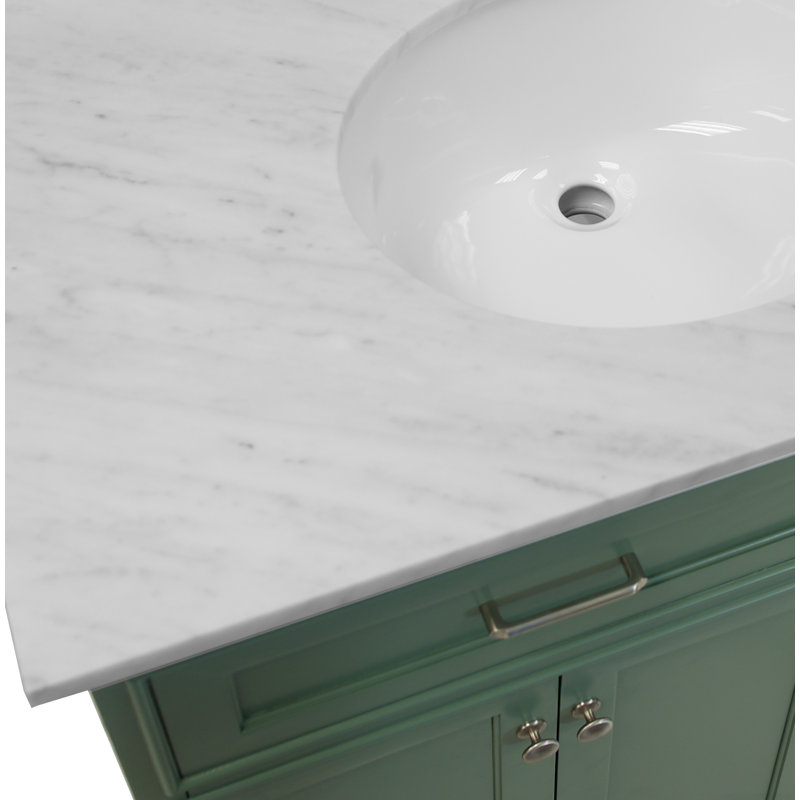 Ensemble de meuble-lavabo simple 36 po Ronnie, Marbre de Carrare, Vert sauge