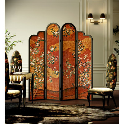 Paravent de salon Mid-Century en bois massif Georgette