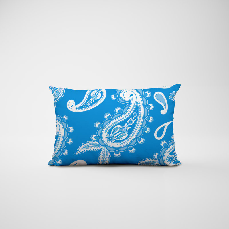 Paisley Outdoor Reversible Throw Pillow, Blue