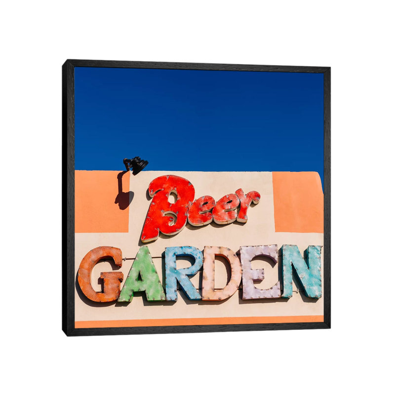 Marfa Beer Garden by Bethany Young - Print on Canvas, Black Framed, 66.04cm H x 66.04cm W x 3.81cm D