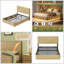 Élégante base de lit pour grand lit avec lumières DEL, design moderne ondulé en bois ondulé, finition chêne-333586850