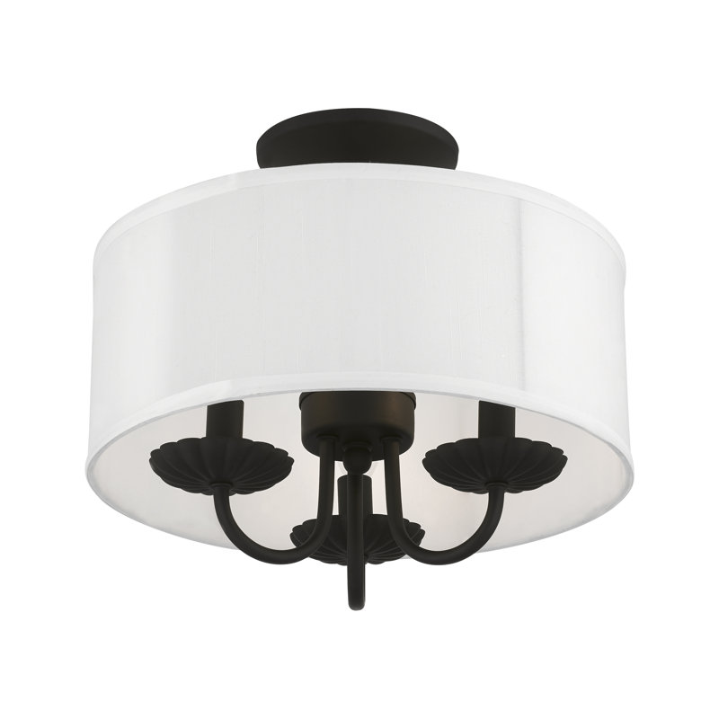 Brookdale Black Brass 3-Light Transitional Semi-Flush Drum Light