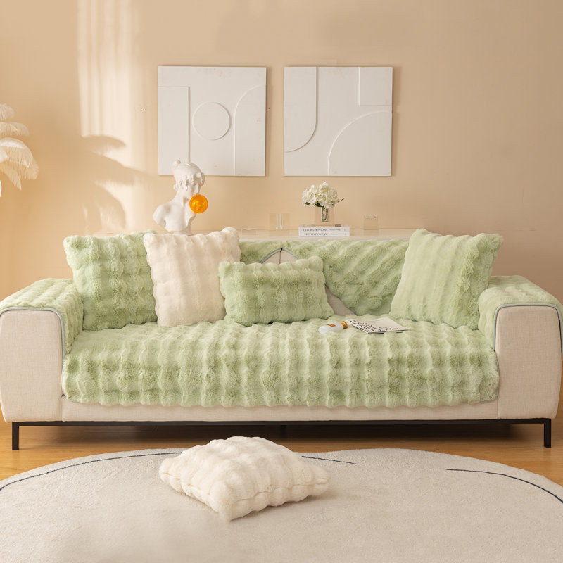 Housse pour canapé en faux lapin, L 27,5 po x P 27,5 po, Vert