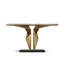 Console de luxe moderne en pierre et en métal, table d'entrée avec base à prisme géométrique, table lisse, canapé d'entrée autoportant-2090765343