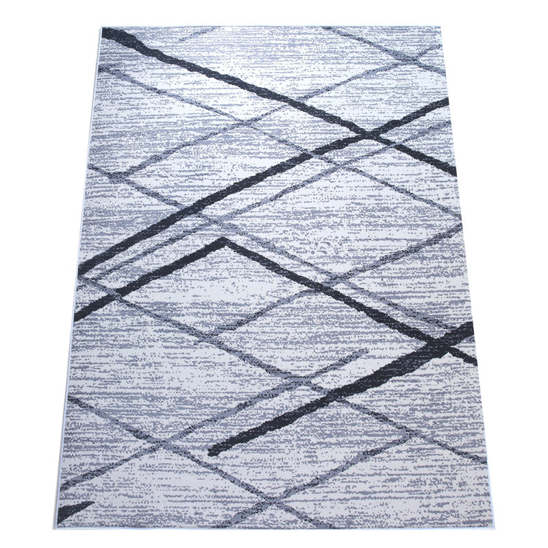 Modern Diamond Trellis Machine Washable Area Rug with Built-in Padding and Non-Slip Backing, Rectangle 4' x 6'