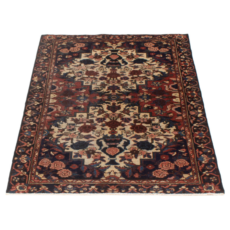 Tapis rouge unique en laine de style années 1990 4 pi 1 po x 6 pi 2 po Heimwald
