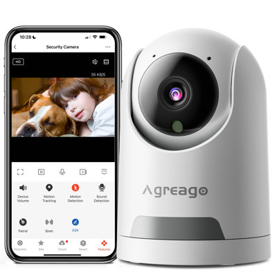 4MP Wired Security Camera, 360° Indoor Pan/Tilt  Baby & Pet Monitor, Motion Detection & Tracking, 2-Way Audio, Night Vision, Works with Alexa