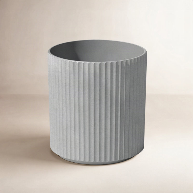Pot à fleurs rond Demi Series, H 16 po x l 14,75 po x P 14,75 po, Gris, 1