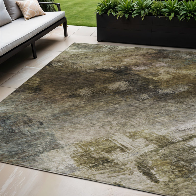 Tapis intérieur lavable abstrait beige 5 pi x 8 pi