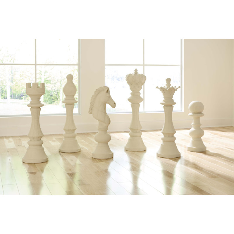 Knight Chess Sculpture, Cast Stone, Small, Off White