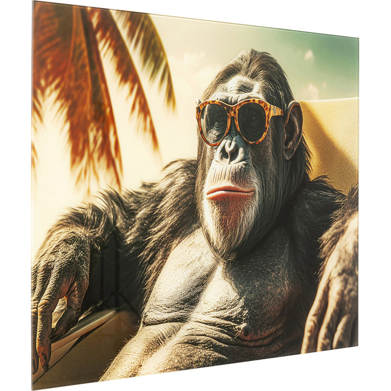 Holiday Monkey Photographic Art Print on Glass