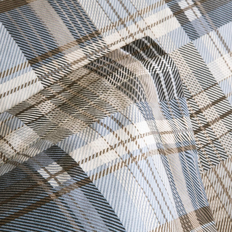 Édredon pour lit simple - tissu, tissu écossais bleu-brun, rembourrage en duvet synthétique, fabrication en boîte cousue, mini-housse lavable à la machine et facile à nettoyer, matelassé, lavable, 1 taie décorative pour