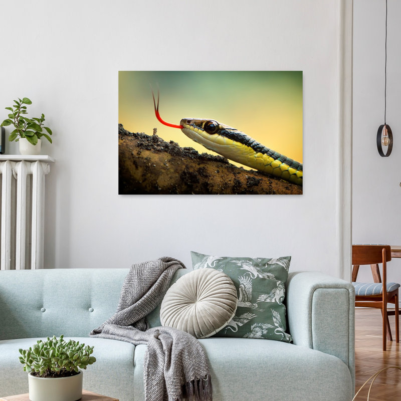 Vibrant Snake Tongue Vibrant Contemporary Snake Forest Nature Wall Art Print 1 Piece Wrapped Canvas Wall Art