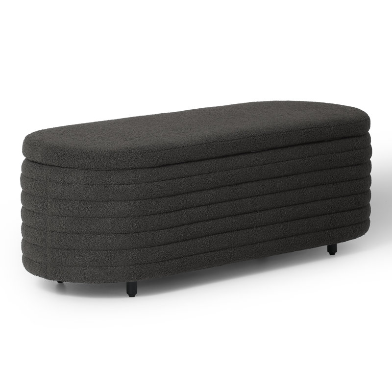 Bayville 42" Wide Sherpa Storage Bench, 18.1" H x 54" W x 19" D, Dark Gray