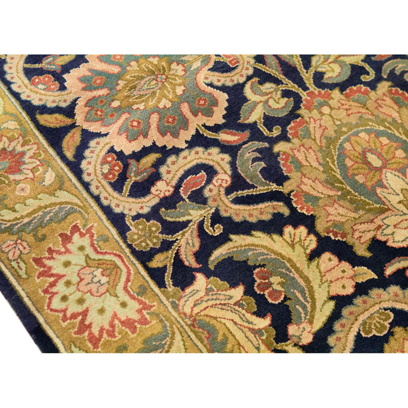 Tapis noir et doré de haute qualité noué à la main