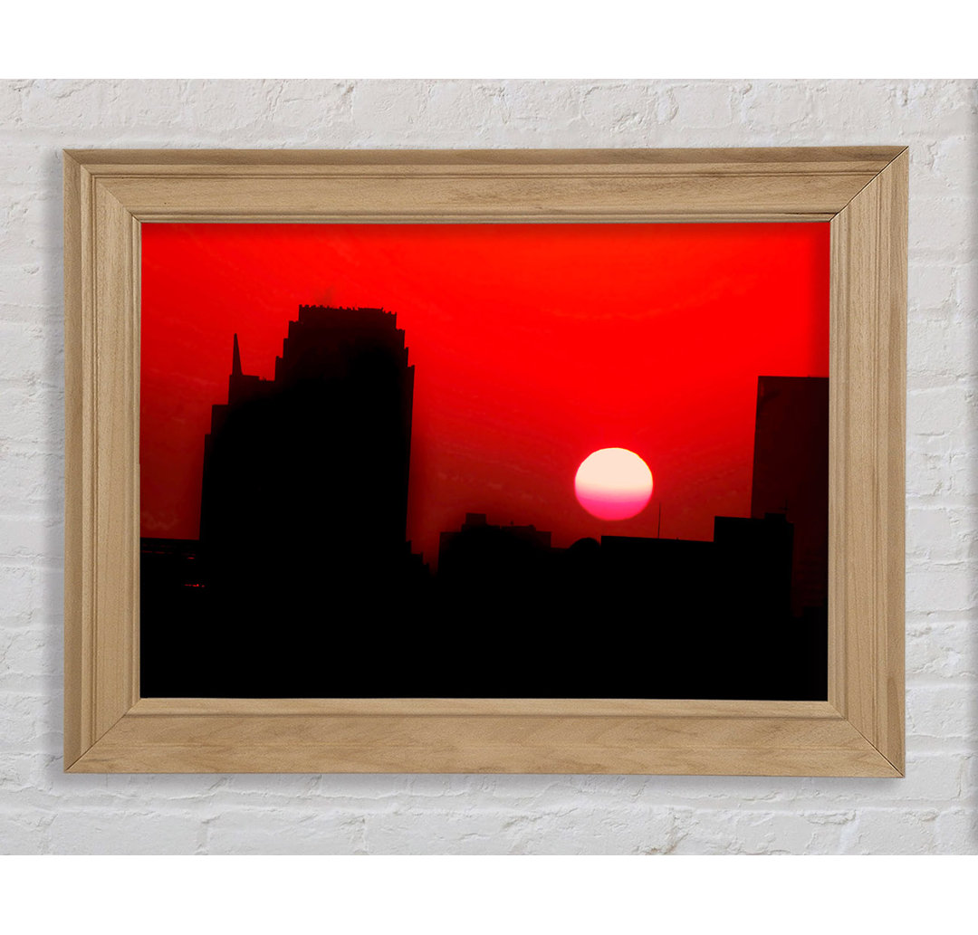 Red City Sundown Gerahmter Druck