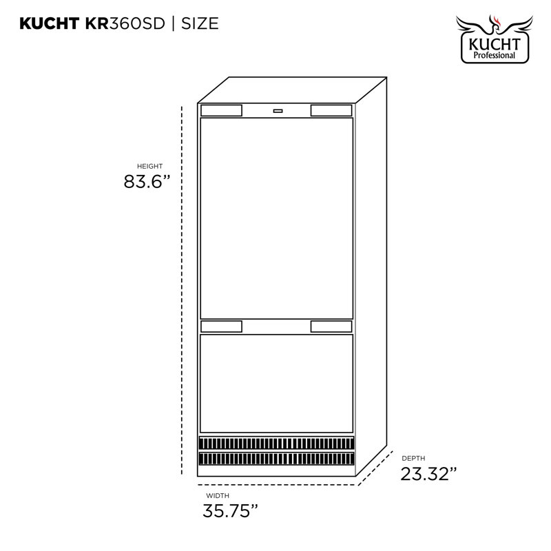 36 in. width 19.8 cu ft. Built-In Bottom Freezer Refrigerator in Custom Panel Ready, Counter Depth