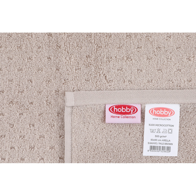 2 Piece 100% Cotton Hand Towel Set, Light Brown