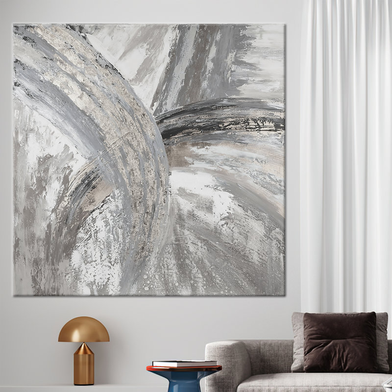 Toile d'art moderne en marbre argenté moderne pour décoration murale tendance dans des tons de gris, Ne s’applique pas