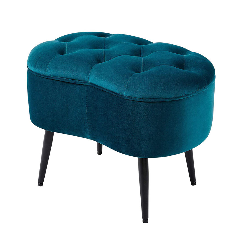 Repose-pieds standard en velours 14,96 po, Bleu velours