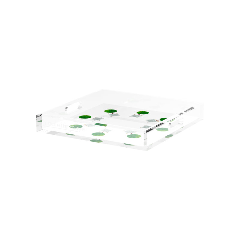 Timothy Corrigan Topiary Radial Acrylic Square Decorative Tray, 2" H x 12" W x 12" D