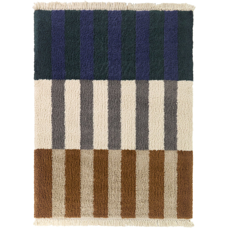 Antonetta Rust/Blue Geometric Stripe Area Rug, Rectangle 7'10" x 10'