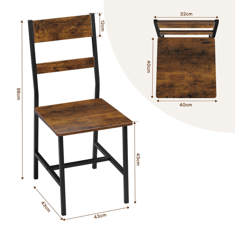 45cm H Metal Ladder Back Parsons Chair, Vintage Brown/Black