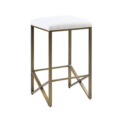 26" Backless Upholstered Stool - Bronze Metal Base With Padded Seat Space Saving For Locker Room Assembly Required Modern Counter On Design Home Needed