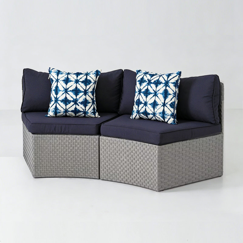 Bozman Fully Assembled Curved Patio Sofa, Navy